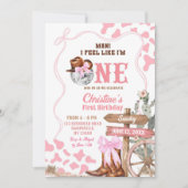 Roze Coquette Disco Cowgirl Like One 1st Birthday Kaart (Voorkant)