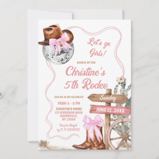 Roze Coquette Disco laat Cowgirl verjaardag gaan Kaart (Voorkant)