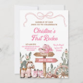 Roze Coquette Eerste Rodeo Verjaardagsmeisje Kaart (Voorkant)
