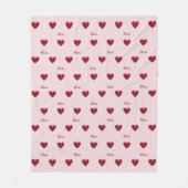 Roze 'Coquette Esthetic' Love Hearts Fleece Deken (Voorkant)