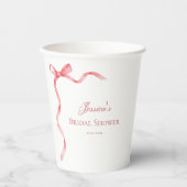 Roze Coquette Frans lint Boog Bruiloftsfeest Papieren Bekers (Voorkant)
