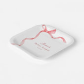 Roze Coquette Frans Lint Bow Vrijgezellenfeest Papieren Bordje (Gebogen)