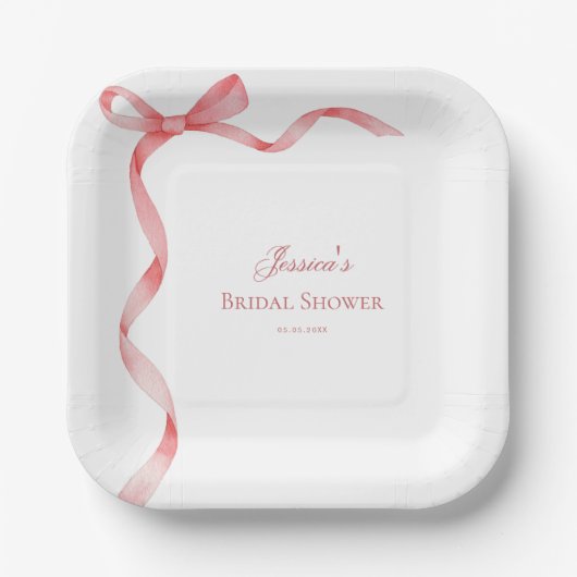 Roze Coquette Frans Lint Bow Vrijgezellenfeest Papieren Bordje (Voorkant)