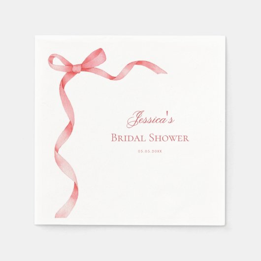 Roze Coquette Frans Lint Bow Vrijgezellenfeest Servet (Voorkant)