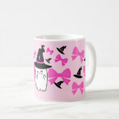 Roze Coquette Ghost met strikjes Halloween Koffiemok (Voorkant rechts)