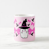 Roze Coquette Ghost met strikjes Halloween Koffiemok (Center)