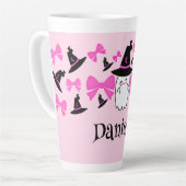 Roze Coquette Ghost met strikjes Halloween Latte Mok (Linkerhoek)