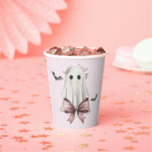 Roze Coquette Halloween Geest Papieren Beker