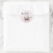 Roze Coquette Halloween Geest Ronde Sticker (Tas)