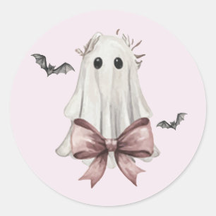 Roze Coquette Halloween Geest Ronde Sticker
