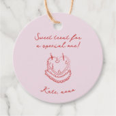 Roze Coquette Handgeschreven Valentijnskaarten Bedankjes Labels (Voorkant)