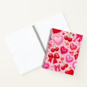 Roze Coquette Harten en Kersen Notitieboek (Binnen)