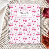 Roze Coquette Kers met strikken Monogram Notitieboek