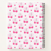 Roze Coquette Kers met strikken Monogram Notitieboek (Achterkant)