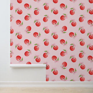 Roze Coquette Kersen en strikken Peel en Stick Behang