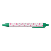Roze Coquette Kersen met strikken Monogram Zwarte Inkt Pen (Bodem)