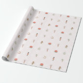 Roze Coquette Kerst Cadeaupapier (Uitgerold)