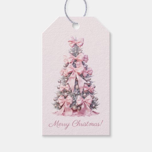 Roze Coquette Kerstboom Cadeaulabel (Voorkant)
