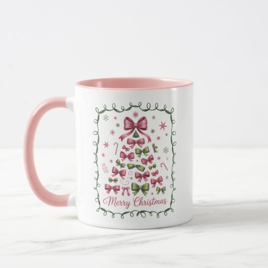 Roze Coquette Kerstboom Girly Trendy Kerstmis Mok (Links)