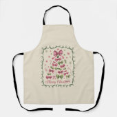 Roze Coquette Kerstboom Girly Trendy Kerstmis Schort (Voorkant)