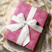 Roze Coquette Kerstlichtbogen Cadeaupapier