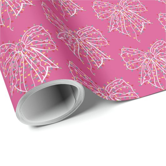Roze Coquette Kerstlichtbogen Cadeaupapier (Rol Hoek)