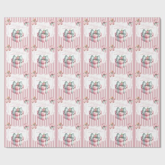 Roze Coquette Kerstmis Cadeaupapier (Vlak)