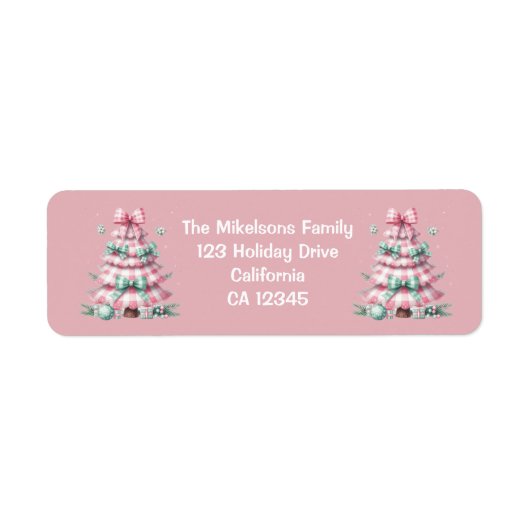 Roze Coquette Kerstmis Etiket (Voorkant)