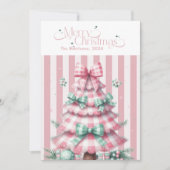 Roze Coquette Kerstmis Feestdagenkaart (Voorkant)