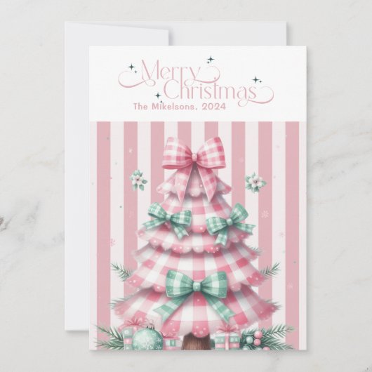 Roze Coquette Kerstmis Feestdagenkaart (Voorkant)