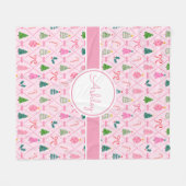 Roze Coquette Kerstmis Fleece Deken (Voorkant (Horizontaal))