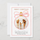 Roze Coquette Kerstmis Foto Vakantie Kaart (Voorkant)