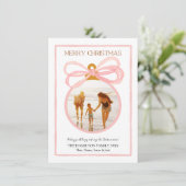 Roze Coquette Kerstmis Foto Vakantie Kaart (Staand voorkant)