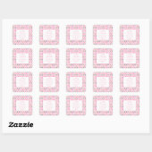 Roze Coquette Kerstmis Vierkante Sticker (Vel)
