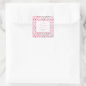 Roze Coquette Kerstmis Vierkante Sticker (Tas)