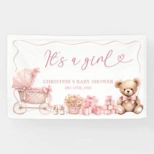 Roze Coquette Koets Baby Shower Groot Banner