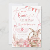 Roze Coquette Konijn Baby Shower Uitnodiging (Voorkant)