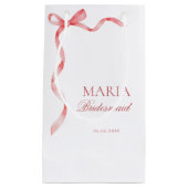 Roze Coquette Lint Boog Bruidscade Bruidsmeisje Klein Cadeauzakje (Voorkant)