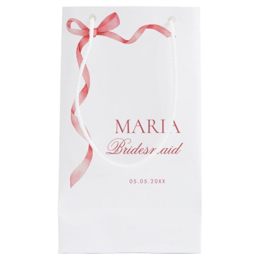 Roze Coquette Lint Boog Bruidscadeausalon Bruidsme Klein Cadeauzakje (Voorkant)