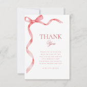 Roze Coquette Lint Boog Bruidsfeest Bedankt (Voorkant)