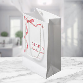 Roze Coquette Lint Boog Bruiloft Bridesmaid Klein Cadeauzakje