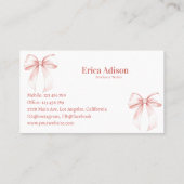 Roze Coquette lint boog Visitekaartje (Achterkant)