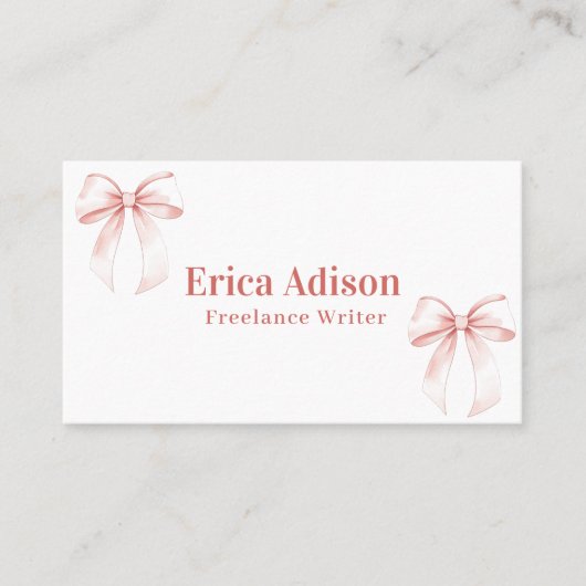 Roze Coquette lint boog Visitekaartje (Voorkant)