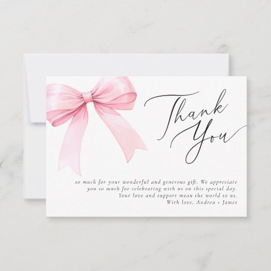 Roze Coquette Lint Bruiloft Brunch Bedankkaart (Voorkant)
