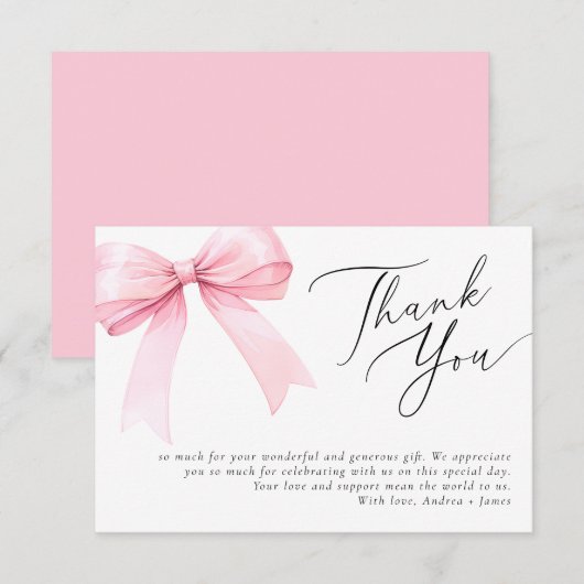 Roze Coquette Lint Bruiloft Brunch Bedankkaart (Voorkant / Achterkant)