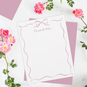 Roze Coquette Lint Gegolfde Rand Persoonlijk Notitiekaartje