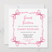 Roze Coquette lint Sweet Sixteen Kaart (Voorkant)