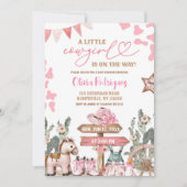 Roze Coquette Little Cowgirl Baby shower Kaart (Voorkant)