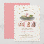 Roze Coquette Little Pumpkin 3 foto's 1e verjaarda Kaart (Voorkant / Achterkant)