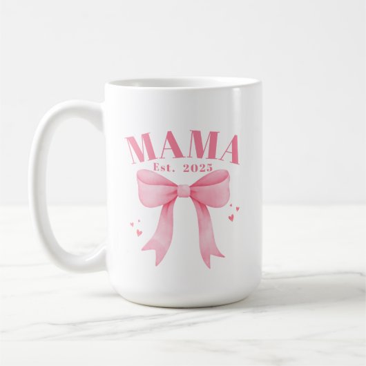 Roze Coquette Mama Est. 2025 Nieuwe Moederdag Koffiemok (Links)